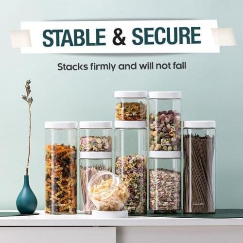 550/1200/1800ML Airtight Stack-able Food Storage Containers Kitchen Refrigerator Multigrain Storage Tank Transparent Sealed Cans