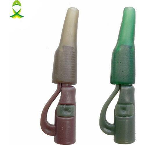JSM 100pcs 3.2cm Safety Lead Clips With Pin Tube Green Coffee ABS Plastic Carp Rigs Connector Carp Fishing Accessories Tackle