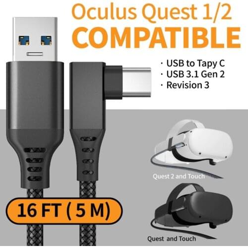 5M/16ft VR Link Cable USB C Cable Oculus Quest 2 High Speed Data Transfer Fast Charging Cable