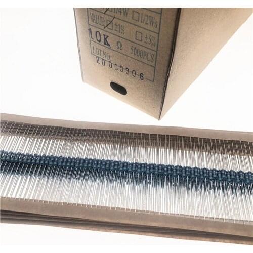 5000pcs 1/8W 1/6W 1% Metal film resistor 0R~10M 1R 2R 10R 22R 100R 220R 330R 1K 2.2K 3.3K 4.7K 10K 22K 47K 100K 100 220 330 1M
