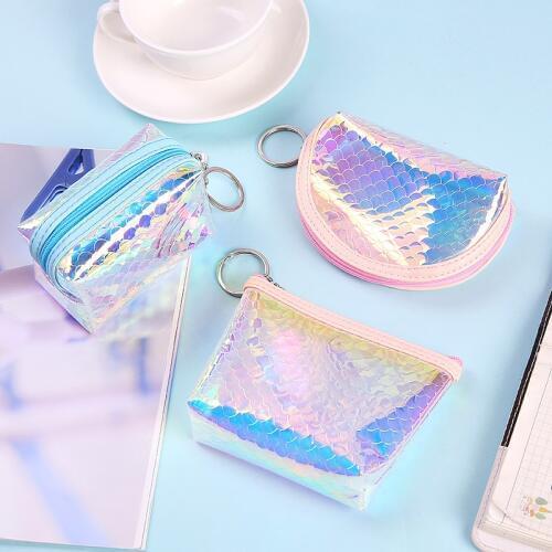 Fashion laser Fish scale Coin Purses Women Wallets Small Cute Card Holder Key Money Mini Bag For Girls Ladies Purse