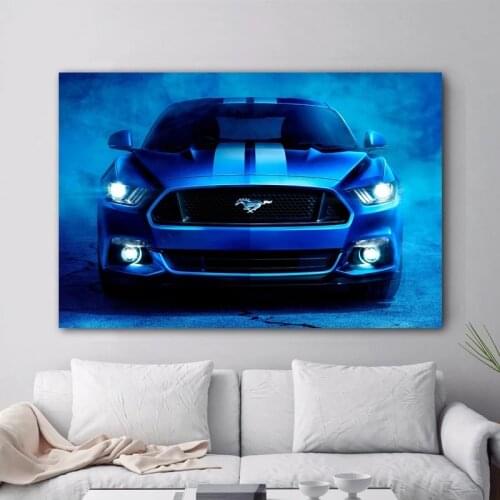 Modular Hd Prints Pictures Home Decor Fords Mustang Painting Canvas Poster Supercar Blue Wall Art For Living Room No Framework