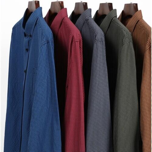 Mens business casual long-sleeved shirts 2020 autumn new loose plaid shirt mens brand 5XL 6XL 7XL 8XL 10XL(oversized plus size