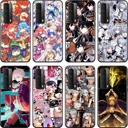 Genshin mpact For Huawei Y9A Y9S Y9 Y8P Y8S Y7A Y7P Y7 Y6 Y6P Y6S Y5P Y5 Prime Pro 2019 2020 Black Soft Phone Case