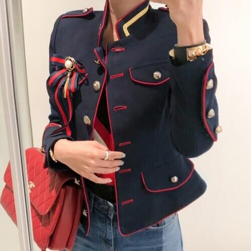 New jackets for women Jacket Coat Women' Autumn Short Single-breasted Suit Female Navy blue Slim Outwear Womens Jackets