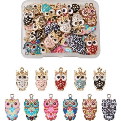 Pandahall Alloy Enamel Pendants Owl Trigram for Jewelry Making DIY Mixed Color, 23.5x13x2mm, Hole:1.6mm 33pcs 21x18x2mm 20pcs
