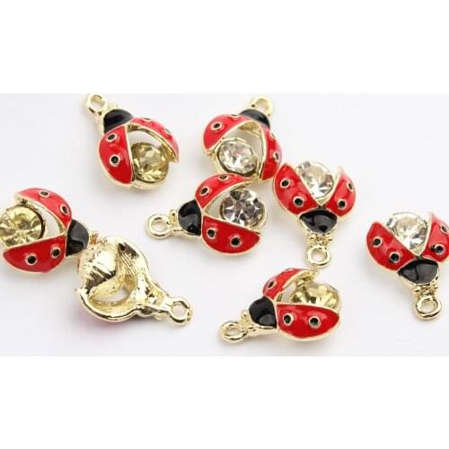 Golden Zinc Alloy Charms 3D Ladybug Firefly Insect Charms 6pcs/lot For Jewelry Making Fingd Bulk kit