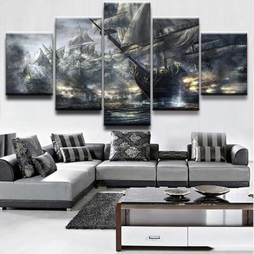 Full square round drill diy diamond painting kits 5Pieces War at sea sailboat diamond Embroidery crafts mozaik puzzleZP-2751