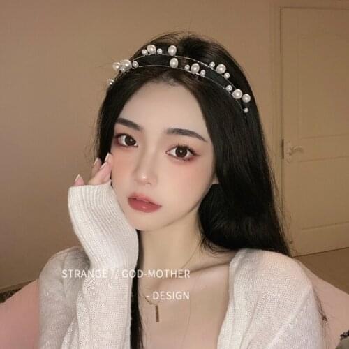 Two layers of pearl headband Korean INS fashion summer headband versatile hair card super fairy son fairy headdress