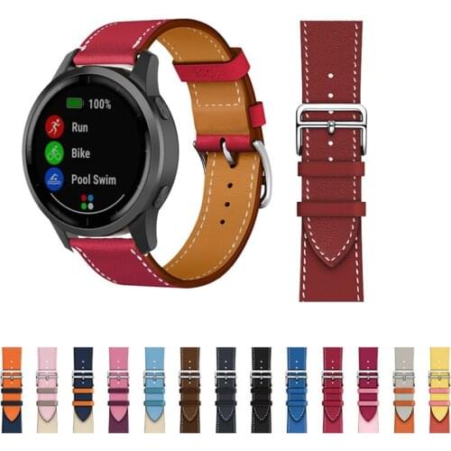 Bracelet Genuine Leather Strap For Garmin Vivoactive 3 4s 4 Replace Band For vivomove HR Forerunner 645 245 Wristband