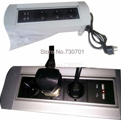 Manual flipping socket with 3 EU power and charge USB 50 pcs by DHL suit for Indonesia Chile Italy Oman Korea Netherlands