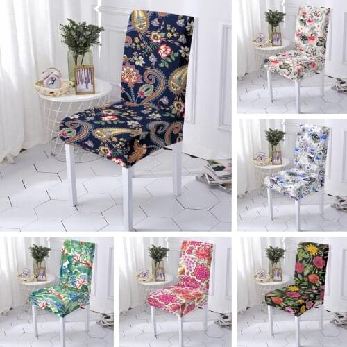Floral Printing Elastic Stretch Chair Cover Home Decor Dining Chair Cover Spandex For Dining Room Kitchen Wedding Banquet Hotel