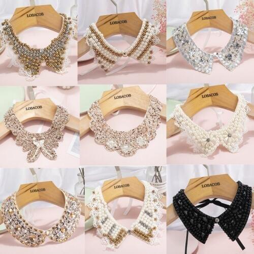 New Multi-style Shiny Crystal Fake Collar For Shirt Detachable Collars Shirt Lapel Blouse For Women Clothes Shirt Accessorie