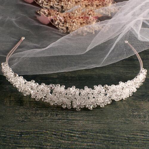 Handmade Silver bridal headband full crystal bridal hairbands vintage wedding hair accessories bridal headpiece Prom Crown
