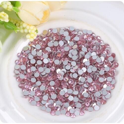 Glue on Pink color Rhinestones ss3-ss30 Flat Back Non HotFix Nail art Rhinestone 3D Glass Nail Art Decorations Mix Rhinestone