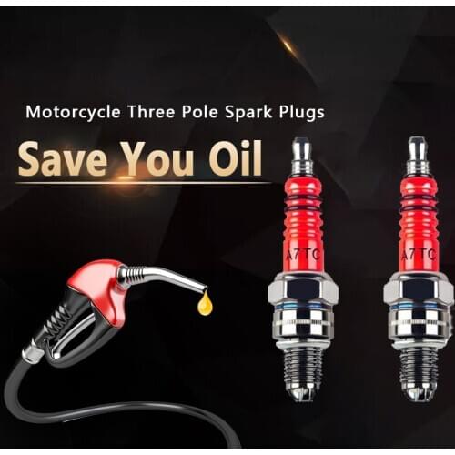 1pc Spark Plug CR7HSA ATRTC High Performance 3-Electrode For GY6 50cc-150cc Scooter Motorcycle 10mm Spark Plug Accessories