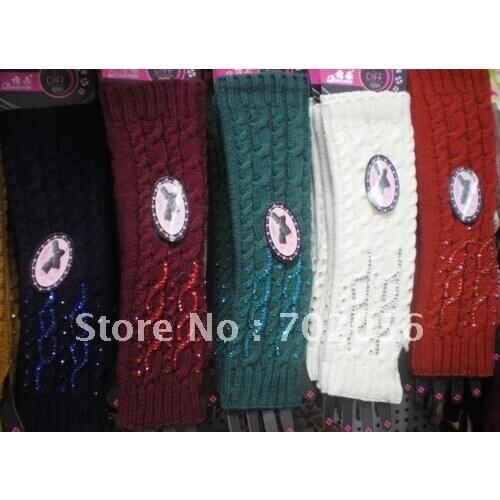 Knitted rithstone Arm warmers ARM CORVER Fingerless Half Gloves Fashion 20 pairs/lot #2340