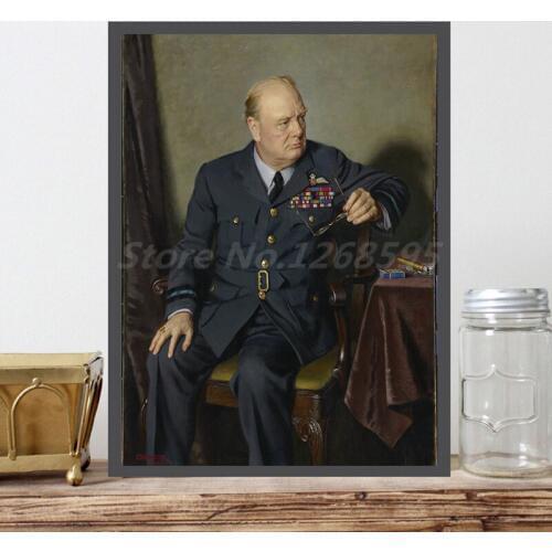 Winston Churchill National Portrait HD Wall Art Canvas Posters Prints Painting Wall Pictures For Office Living Room Home Decor
