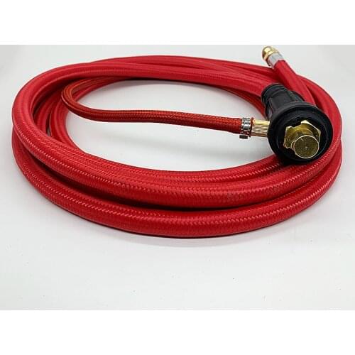 WP26 Quick Connect TIG Welding Torch Gas-Electric Integrated Red Hose Cable Wires 4M/157.48in 35-50 Euro Connector
