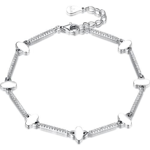 ZEMIOR Genuine Sterling Silver 925 Jewelry Shiny Cubic Zirconia Cross Charm Bracelets Women Simple Trendy Handmade Bracelet