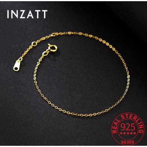 INZATT Real 925 Sterling Silver 14K Gold Chain Minimalist Bracelet For Women Classic Fine Jewelry Accessories Drop Shipping Gift