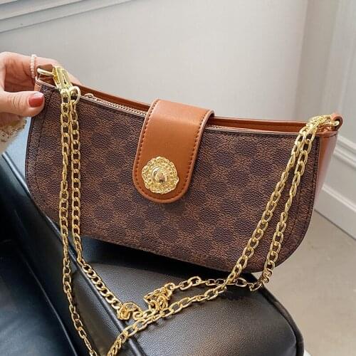 Retro Chain Womens Bag 2021 Casual Designer Crossbody Bags Solid Color Wild Female Handbags Luxury Pu Leather Shoulder Bags Sac