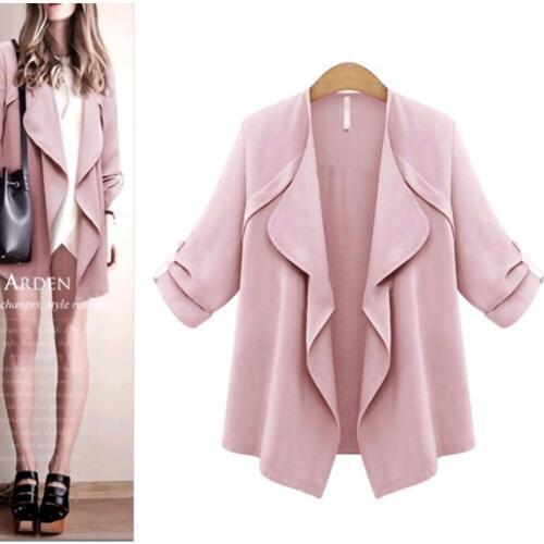 2019 loose large size womens long-sleeved shirt new trend Front Open Casual Blazer Suit Jacket Coat Outwear Cardigan Stylish