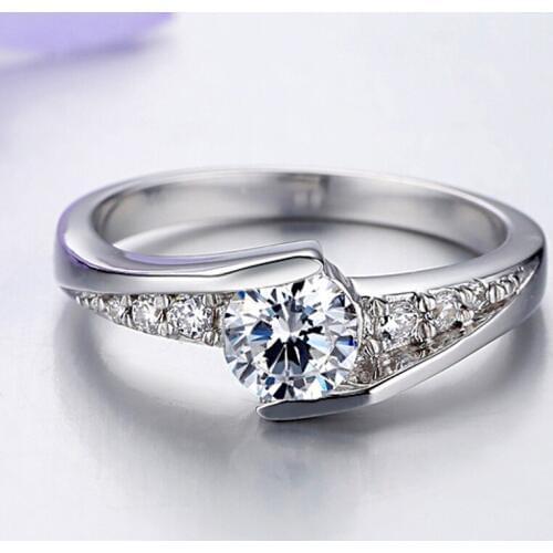 Handmade 925 Sterling Silver Ring For Women Engagement Wedding Ring 0.5Ct Cubic Zirconia Gift Rings For Women