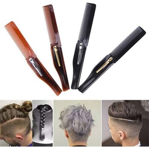 1PC PortableHot Foldable comb Folding Pocket Clip Hair Moustache Beard Comb Fashion Men Women Handmade massage hair brush