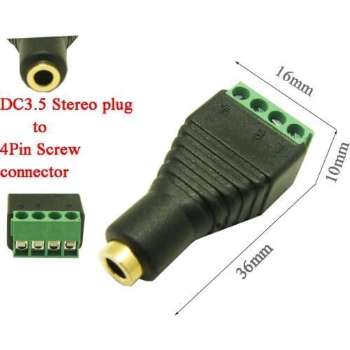 10pcs free shipping 3.5mm Stereo Female Plug To 4pin Screw Terminal Plug Adapter audio plug 4 pole DC 3.5mm audio stereo socket