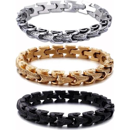 11MM*21CM Male Silver Color/Gold/Black Color 316L Stainless Steel Special Charm Bracelet Mens Cool Snake Link Chain Bracelet