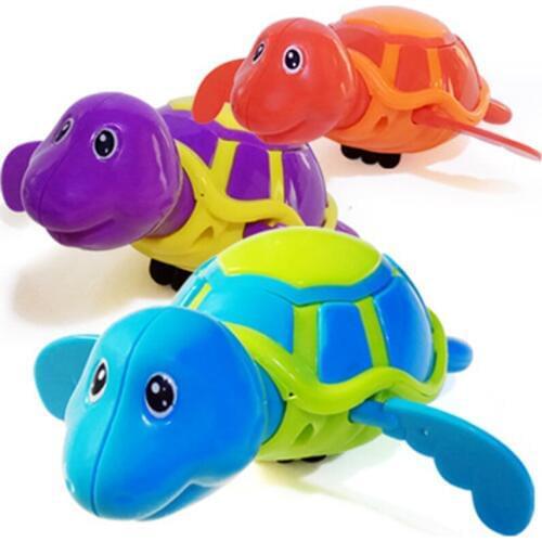 3pce/set Bath Toys Cute Swim Turtle Wind-up Baby Bath Toy Small Chain Turtle Animal Bathtub Water Toys for Baby Children Gifts
