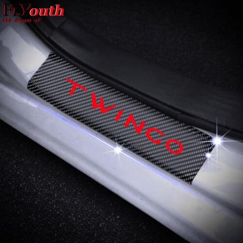 Car Door Sill Scuff Plate For RENAULT TWINGO Door Threshold Plate Carbon Fiber Vinyl Sticker Car Styling Accessories 4Pcs