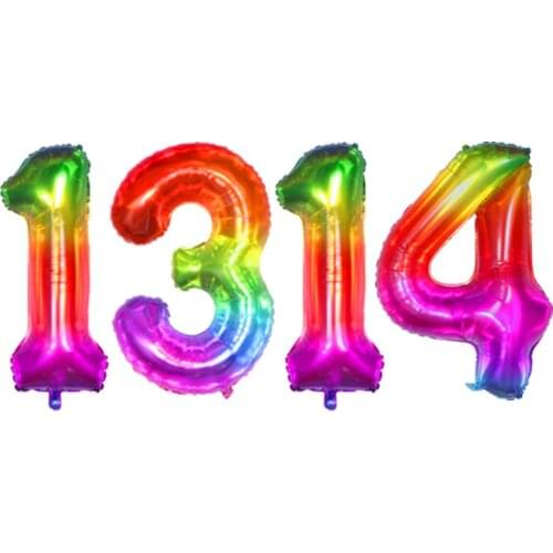 40inch Candy Rainbow Happy Birthday Number Foil Balloons Wedding Christmas Party Decoration Balloons