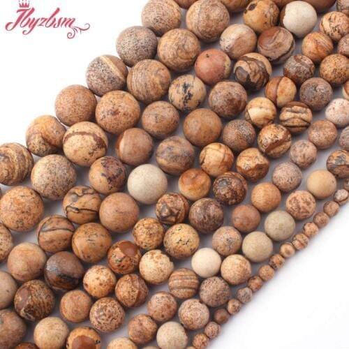 6/8/10/12mm Picture Jaspers Round Smooth Multicolor Natural Stone Beads For Jewelry Making DIY Earring Bracelet Necklace Str 15"