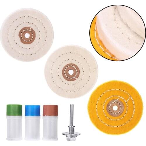 7Pcs Cotton Polishing Wheels Set 10mm Cloth Buffing Waxing Wheel With Drill Adapter for Jewelry Wood Metal Car Polisher