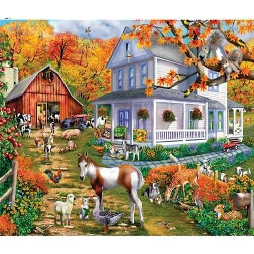 5D DIY full Square drill Diamond painting Cross stitch Cartoon pasture Rhinestones embroidery Mosaic Home decor gift