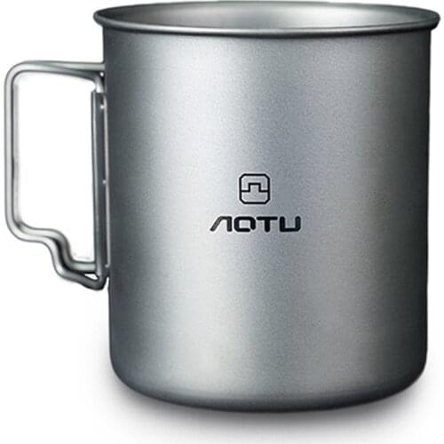 AOTU Titanium Pot Singles Layer Pure Titanium Water Cup Outdoor Portable Camping Mug Camping Titanium Cup Camping Equipment