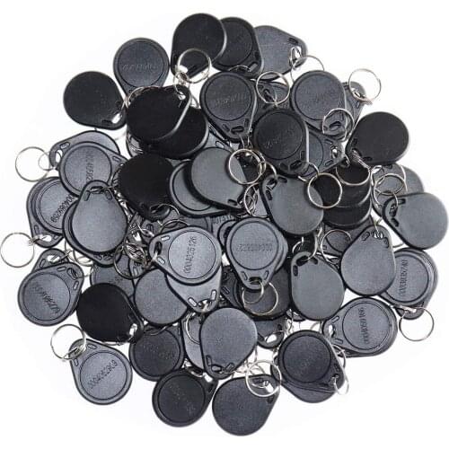 100PCS 125KHz RFID Key Fob Contactless Keyfob Proximity ID Card Token Tag Keypad Card for Door Lock Entry Access Control System