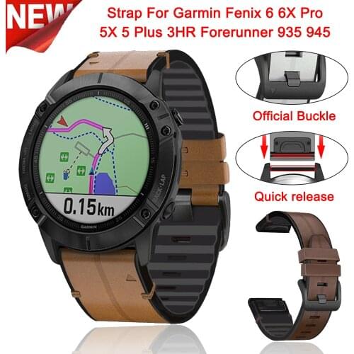 22 26mm Quick Release Watch Strap For Garmin Fenix 6 6X Pro 5X 5 Plus 3HR 935 945 Correa Leather Band Silicone Watch Wristband