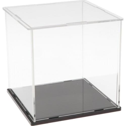 14x14x14cm Clear Display Case Box Show Case with Base for Anime Model Toys