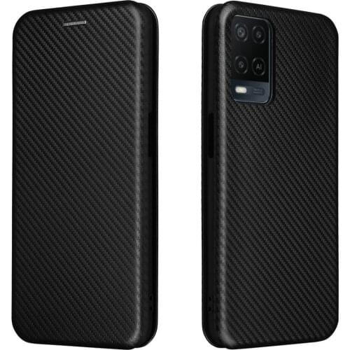 For oppo A54 4G Flip Case Carbon Fiber Skin Back Cover TPU Bumper for OPPO A54 4G Cases Fundas Card Slot Business A54 A 54 Bags