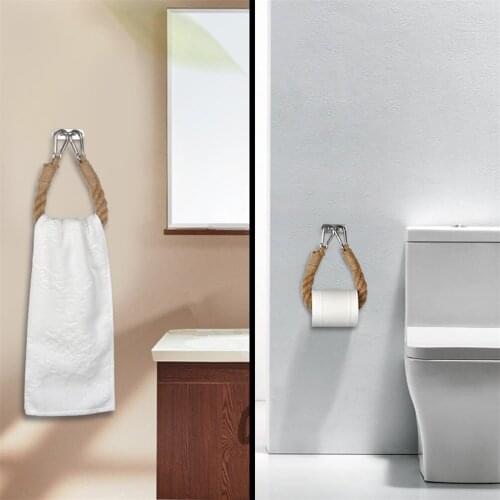 Hemp Rope Toilet Paper Holder Rope Wall Holder for Toilet Paper Towel Holder Bathroom Accessory