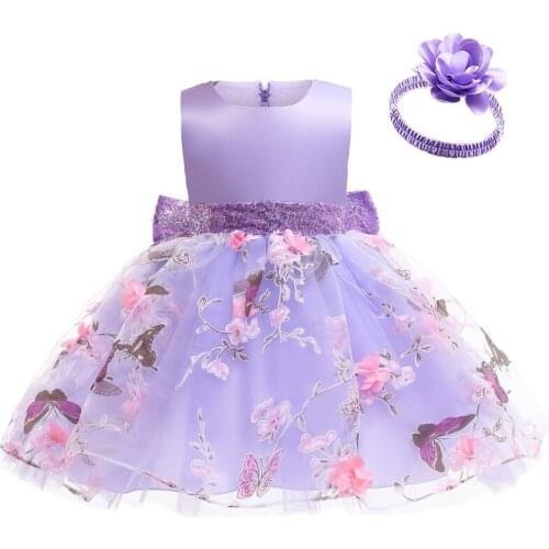 Baby girl dress 1 year old birthday party dress flower girl wedding dress formal stage dress kids big bow gauze princess dress