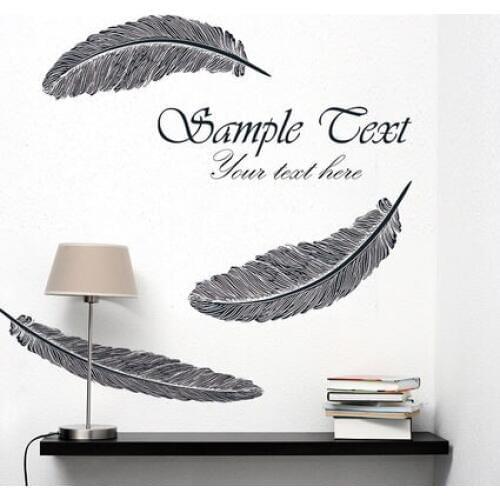 DIY Abstract Black Feather PVC Wall Sticker Living Room Bedroom Home Decoration Wallpaper Modern Wall Decals Adhesive Poster