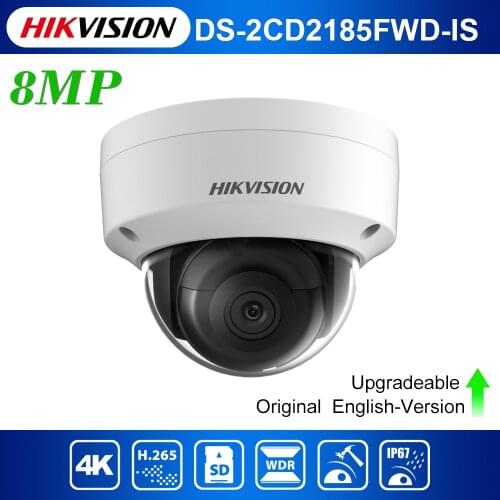 Hikvision 8MP IP Camera 4K H.265+ DS-2CD2185FWD-IS Ourdoor Dome Video Surveillance POE SD Slot Audio IP67 30m IR English Version
