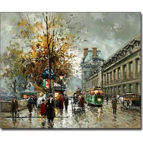Paris Street Scene Paintings Art Hand Made Knife Textured Oil Painting Wall Pictures Home Decoration Pieces Canvas Artwork