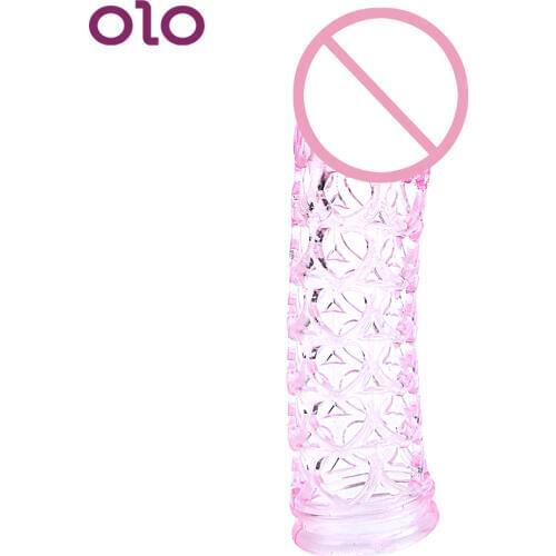 OLO Penis Sleeve Penis Ring Penis Extender Enlargement Cock Ring Delay Ejaculation Sex Toys for Men Male Reusable Condom