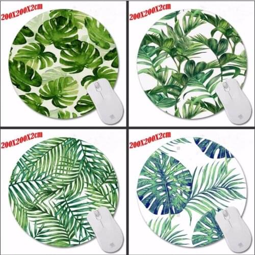 The Green Leaves New Arrivals Round Texture Computer Loptop Desktop Mice Mat Optical Anti-slip Gaming Mouse Pad 200*200*2mm