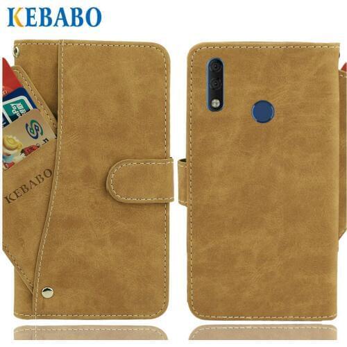 Leather Wallet Tecno Camon iClick2 Case 6.2" Flip Vintage Leather Front Card Slots Cases Cover Business Phone Protective Bags